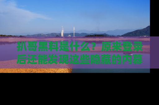 扒哥黑料是什么?原来登录后还能发现这些隐藏的内幕!