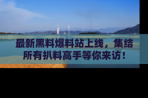 最新黑料爆料站上线,集结所有扒料高手等你来访!